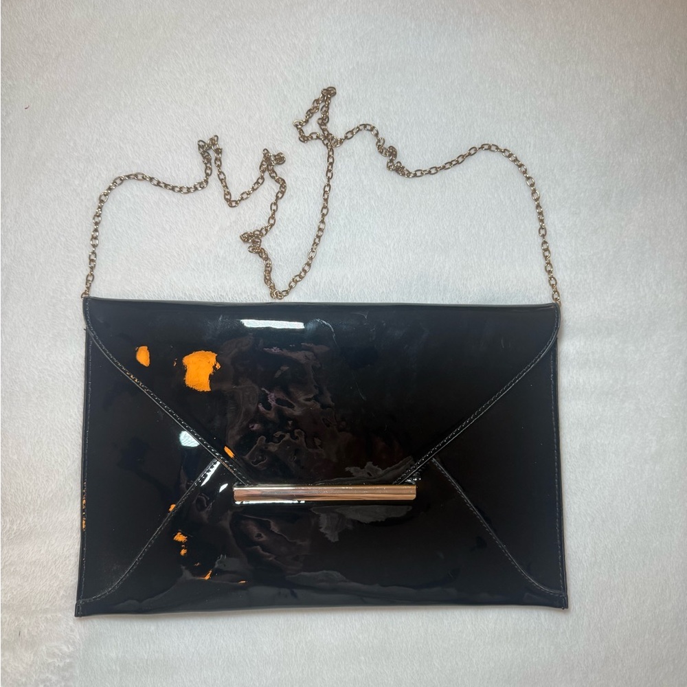 NWT Black Patent Leather Envelope Clutch